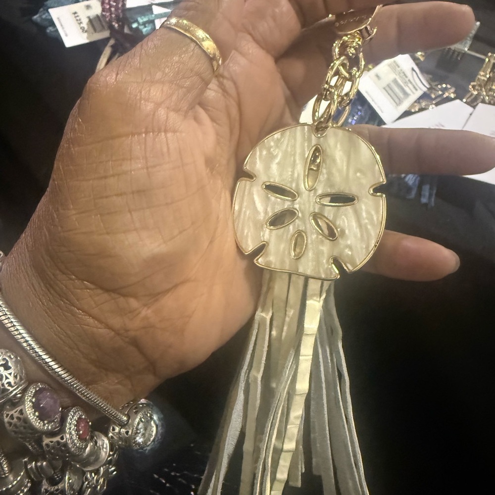 Brahmin Gold and Blue Car Keychain